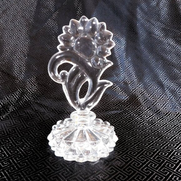 Clear Glass Perfume Bottle with Flower Shaped Stopper # 20841 - Picture 1 of 4